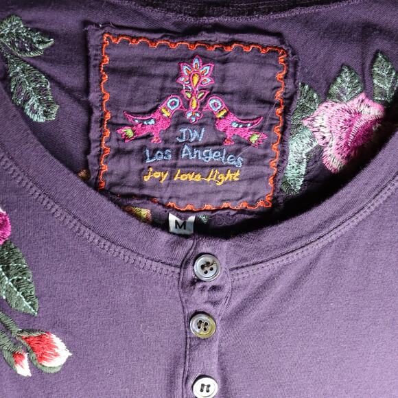 Johnny Was Los Angeles Joy Lotus Light Embroidered Tunic Top Purple Size M - Picture 3 of 3